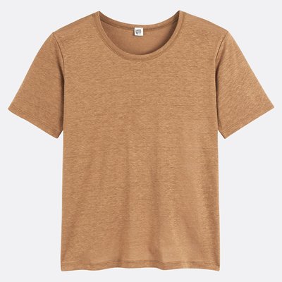 Tee shirt en lin col rond manches courtes LA REDOUTE COLLECTIONS