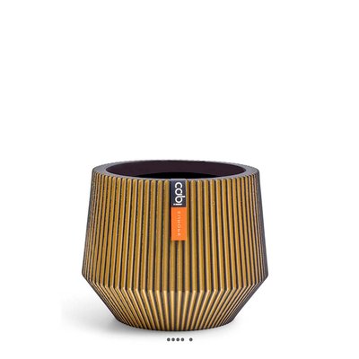 Superbe pot Groove doré forme géométrique en plastique H 13 x D 16 cm ARTIFICIELLES