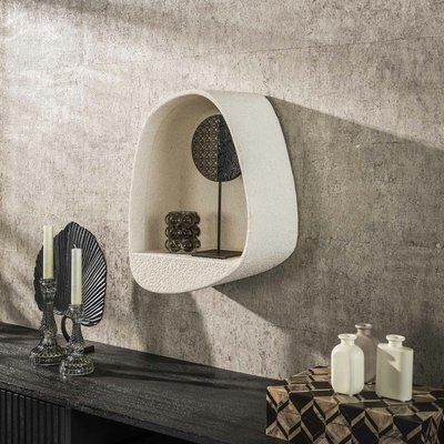 Etagère murale blanche en marbre composite forme organique 46 cm TAJ PIER IMPORT