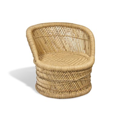 Pouf bas avec dossier en bambou tressé NOW'S HOME