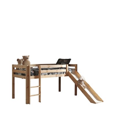 Lit enfant mezzanine avec toboggan en bois 90x200cm - Luna DRAWER