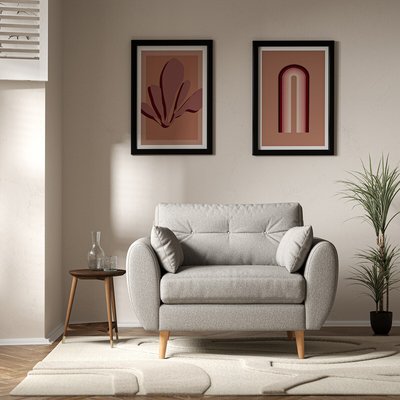 Ada Scandi Buttoned Soft Woven Snuggle Chair with Light Wood Legs SO'HOME