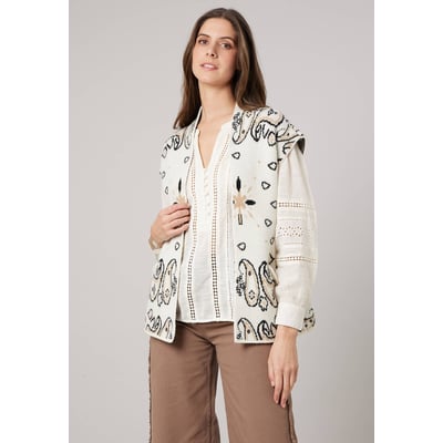 Gilet ample sans manches femme maille jacquard esprit bandana MIRELLA DEELUXE