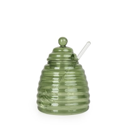 Green Glass Honey Jar SO'HOME