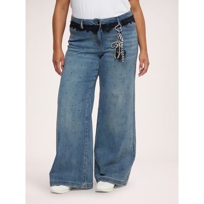 Jean Wide Leg avec dentelle et charm. FIORELLA RUBINO