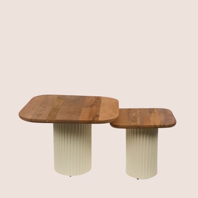 Bouts de canapé en bois d'acacia et métal beige (set de 2) - BETH HELLIN, DEPUIS 1862
