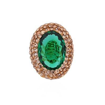 Bague ovale avec cabochon central et strass CILAOS HIPANEMA