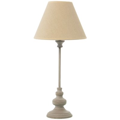 Lampe à poser classique en métal gris et abat-jour beige WADIGA