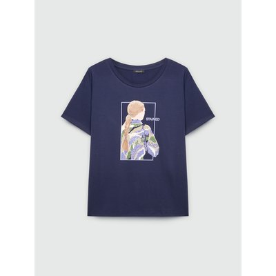 T-shirt avec imprimé sur le devant et strass appliqués FIORELLA RUBINO