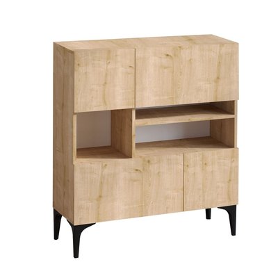 Buffet 3 niches et 4 portes décor chêne H125 cm - KRISTA CALICOSY