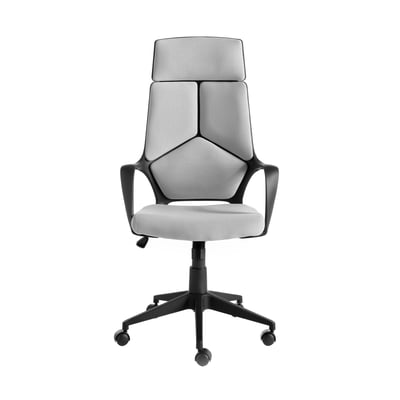 Fauteuil de bureau pivotante en tissu gris clair et pvc noir ANGEL CERDA