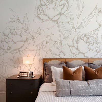 Papier Peint Panoramique Caresse de Pivoines, Noir 375 x 250cm ACTE DECO