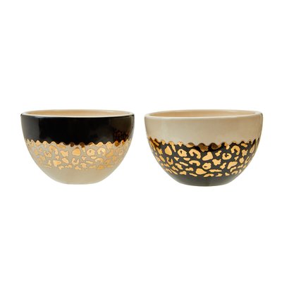 Set of 2 Stoneware Leopard Bowls SO'HOME