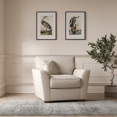 Florence Textured Woven Armchair with Dark Brown Wood Legs SO'HOME