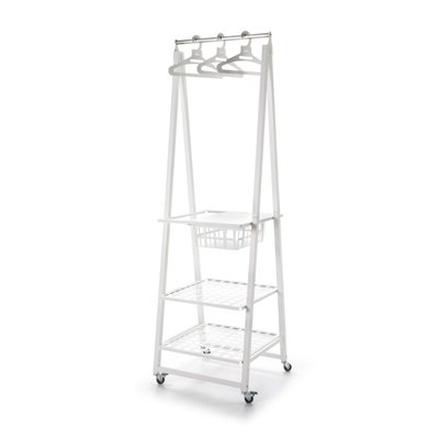 Portant à vêtements sur roulettes en métal, blanc, URBAN DON HIERRO