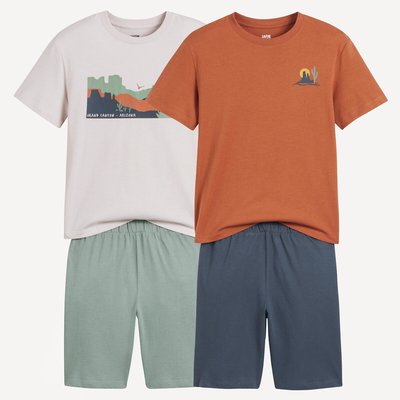 Lot 2 pyjashorts coton, motifs cactus et paysage LA REDOUTE COLLECTIONS