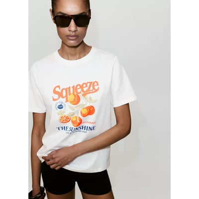 T-shirt en coton imprimé MANGO