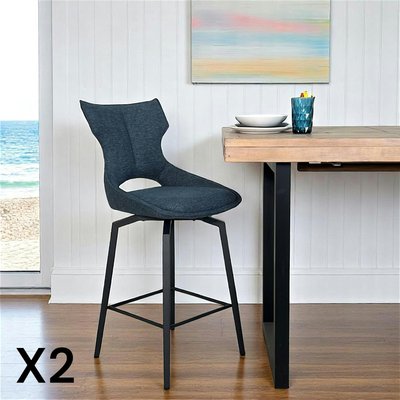 Chaise de bar pivotante tissu bleu (lot de 2) LOMBARDIE PIER IMPORT