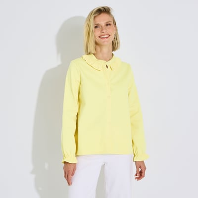 Chemise unie col froufrou GRAIN DE MALICE