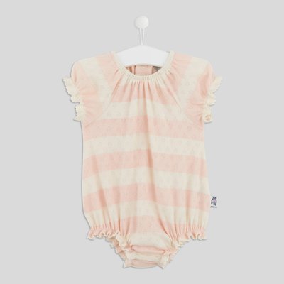 Barboteuse manches courtes en pointelle coeur en coton BIO BOUT'CHOU