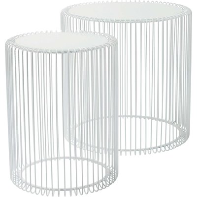 Lot de 2 tables d'appoint en verre et acier, WIRE KARE DESIGN
