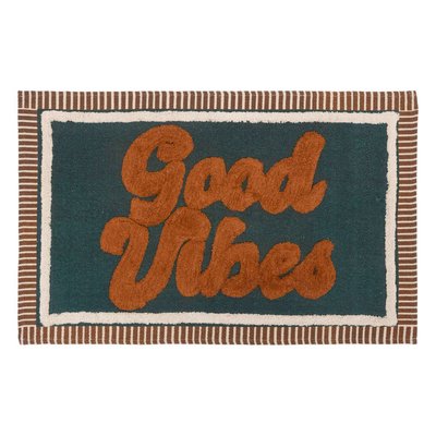 Tapis rectangulaire avec message Good Vibes ATMOSPHERA