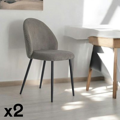 Chaise en tissu côtelé gris (lot de 2) IENA PIER IMPORT
