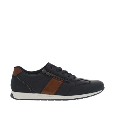 Sneakers en cuir marine à talon plat et à lacets ronds avec zip latéral RIEKER