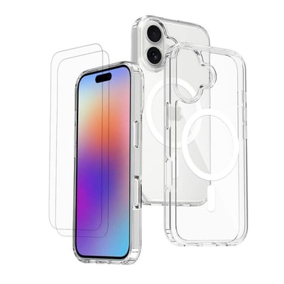 Coque Anti-choc compatible Magsafe pour iPhone 17 Transparente + 2 vitres EVETANE