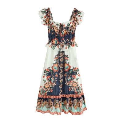 Robe à col carré et manches évasées NEXT