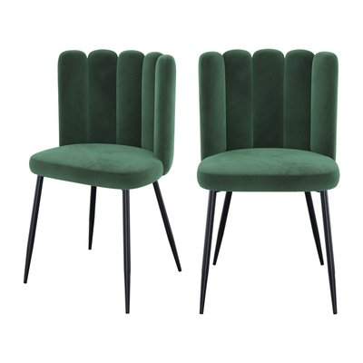 Lot de 2 chaises en velours et pieds en métal - ROSY RENDEZ-VOUS DÉCO