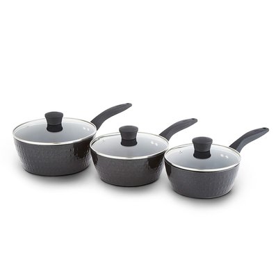 3-Piece Diamo 18/20/22cm Saucepan Set with Black Diamond coating TOWER