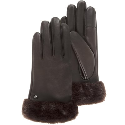 Gants tactiles en cuir d'agneau pleine fleur - doublés chaud ISOTONER
