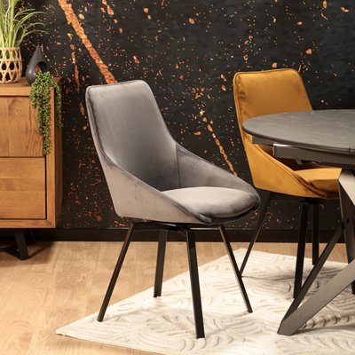 Chaise pivotante velours gris moderne (lot de 2) OKA PIER IMPORT