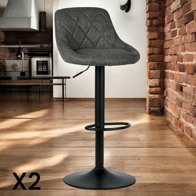 Chaise de bar hauteur réglable tissu gris (lot de 2) MALMOE PIER IMPORT