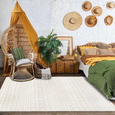 Tapis salon et chambre tissé en laine motif scandinave TINCA UN AMOUR DE TAPIS