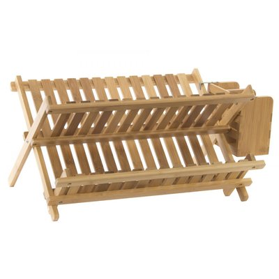Égouttoir à vaisselle en bambou pliable avec porte couverts 45x35x25cm WADIGA