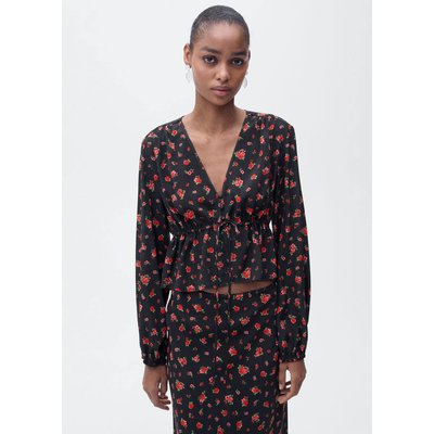 Blouse à fleurs volantée MANGO