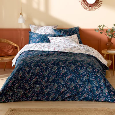 Drap plat satin de coton 110 fils motif floral TRADILINGE