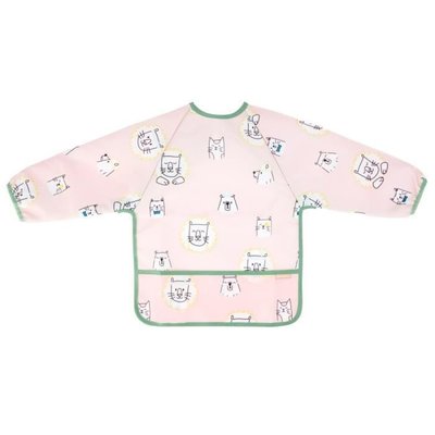 Bavoir manches longues rose motif chat BADABULLE