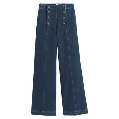 Weite High-Waist-Jeans mit Hosenklappe LA REDOUTE COLLECTIONS