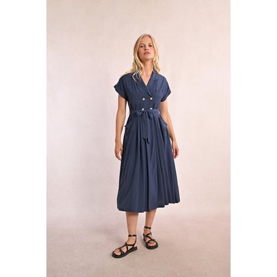 Robe mi-longue manches courtes col tailleur MOLLY BRACKEN