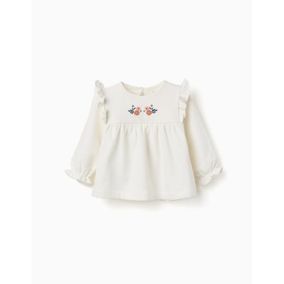 Sweat en coton peigné avec fleurs en relief ZIPPY