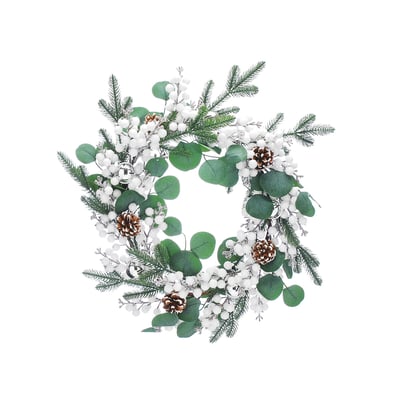 52cm Nordic Lights Eucalyptus & White Berry Wreath SO'HOME