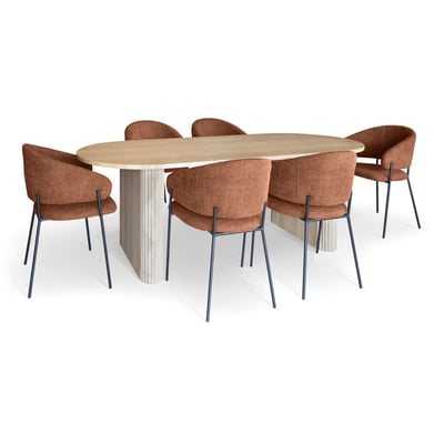 Ensemble table ovale et 6 fauteuils en tissu NOW'S HOME