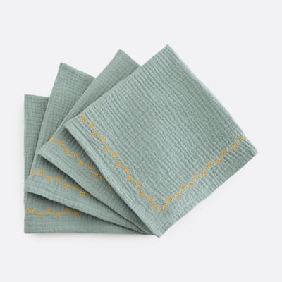 Lot de 4 serviettes de table en gaze de coton brodé, Kumla LA REDOUTE INTERIEURS