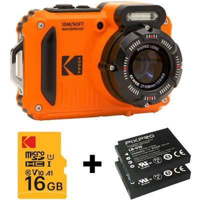 Appareil photo Compact WPZ2 Orange + 1 Batterie + Carte 16 Go KODAK