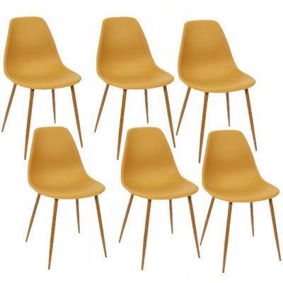 Lot de 6 Chaises style scandinave Mila avec pieds en métal TOILINUX