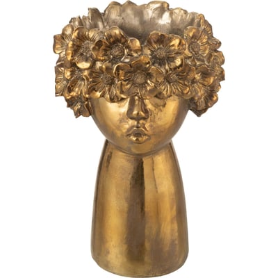 Cache-pot visage à fleurs sculptées RECOLLECTION