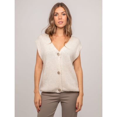 Gilet Sans Manches Maille Col V Profond Khoral DONA LISA